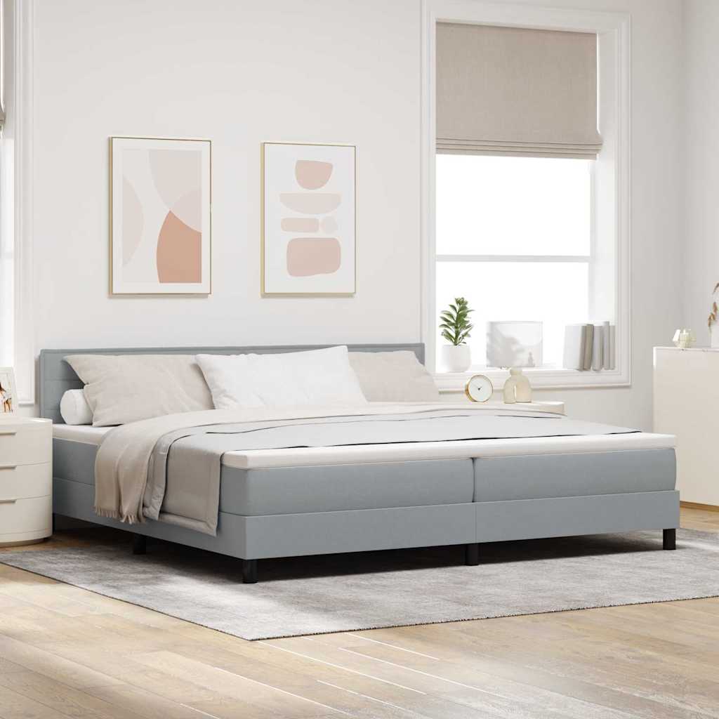 Box Spring Voodi Madratsiga Helehall 200x200 cm Kangas