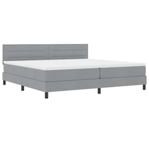 Postel s boxspringem s čelo Světle šedá 200 x 200 cm textil - obrázek 4