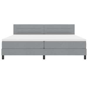 Postel s boxspringem s čelo Světle šedá 200 x 200 cm textil - obrázek 7