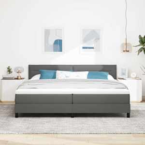 Postel s boxspringem s čelo Tmavě šedá 200 x 200 cm textil - obrázek 3