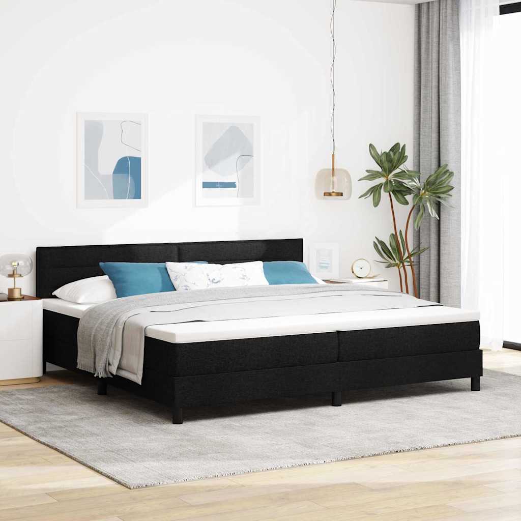 Box Spring Voodi Madratsiga Must 200x200 cm Kangas
