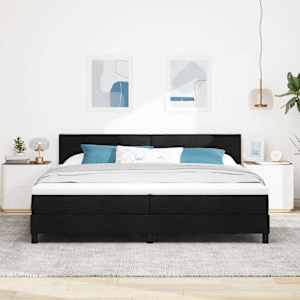 Postel s boxspringem s čelo Černý 200 x 200 cm textil - obrázek 3