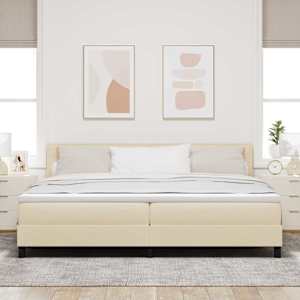 Postel s boxspringem s čelo Krémová 200 x 200 cm textil - obrázek 3