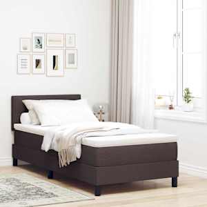 Postel s boxspringem s čelo Tmavě hnědá 80 x 200 cm textil - obrázek 1