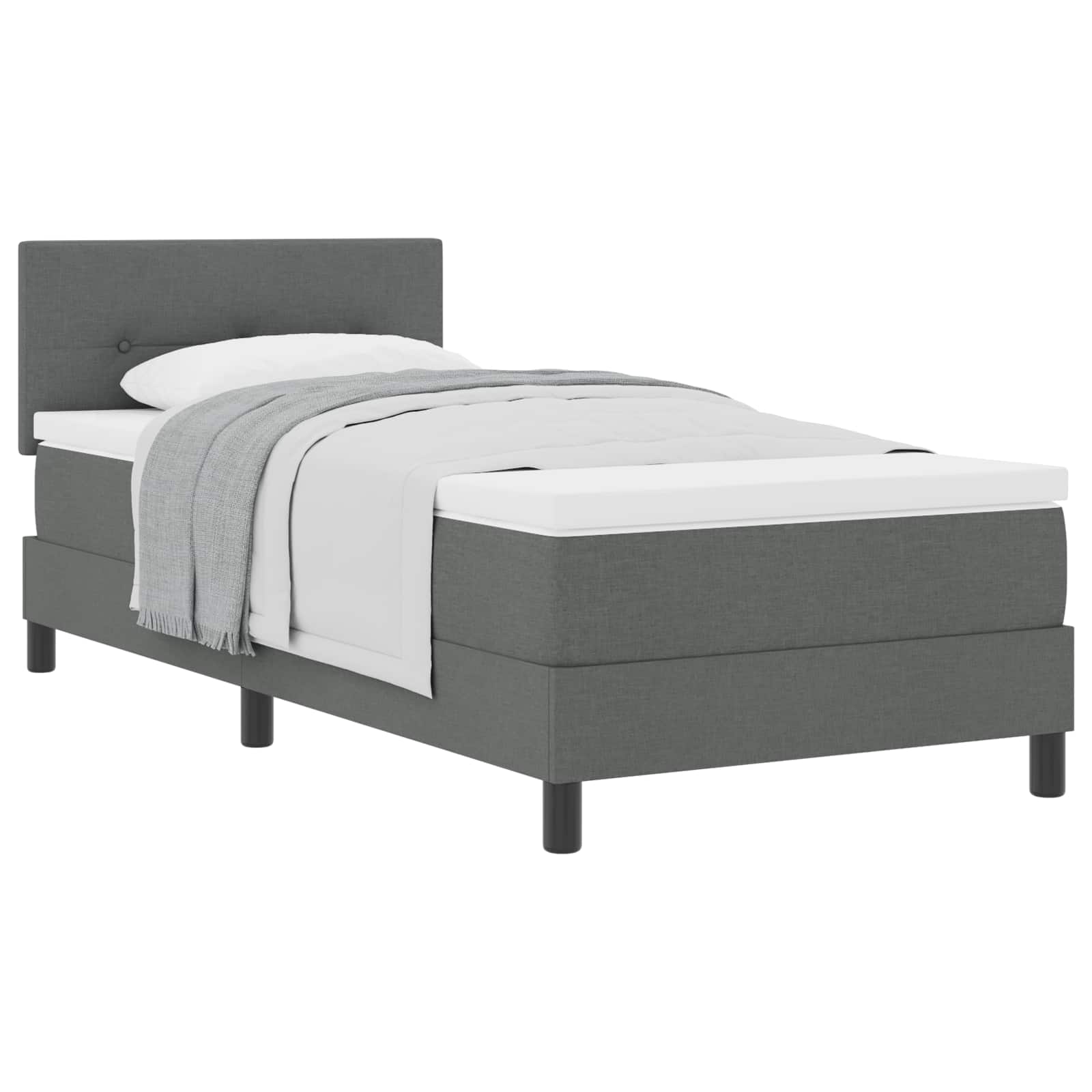 Thumbnail - vidaXL Boxspringbett mit Kopfteil Dunkelgrau 90 x 190 cm Stoff
