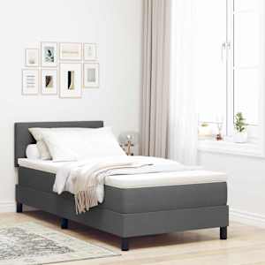 Postel s boxspringem s čelo Tmavě šedá 100 x 200 cm textil - obrázek 1
