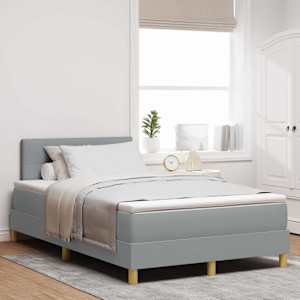 Postel s boxspringem s matrací Světle šedá 120 x 190 cm textil - obrázek 1