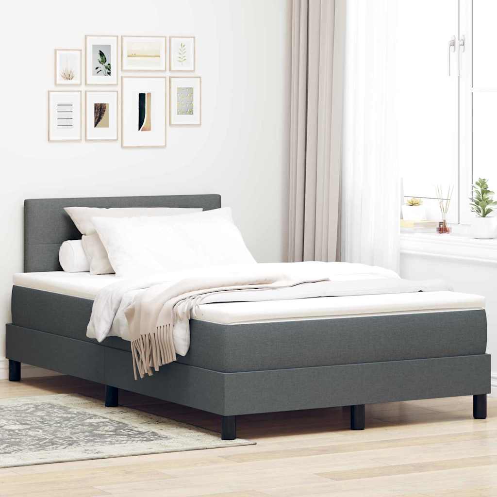 Box Spring voodi koos madratsiga tumehall 120x190 cm kangas