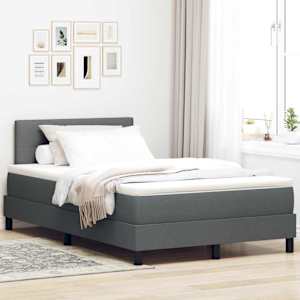 Postel s boxspringem s čelo Tmavě šedá 120 x 190 cm textil - obrázek 1