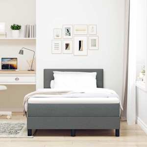 Postel s boxspringem s čelo Tmavě šedá 120 x 190 cm textil - obrázek 3