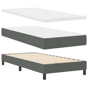 Postel s boxspringem s čelo Tmavě šedá 120 x 190 cm textil - obrázek 5