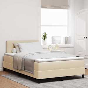 Postel s boxspringem s čelo Krémová 120 x 190 cm textil - obrázek 1