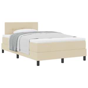 Postel s boxspringem s čelo Krémová 120 x 190 cm textil - obrázek 2