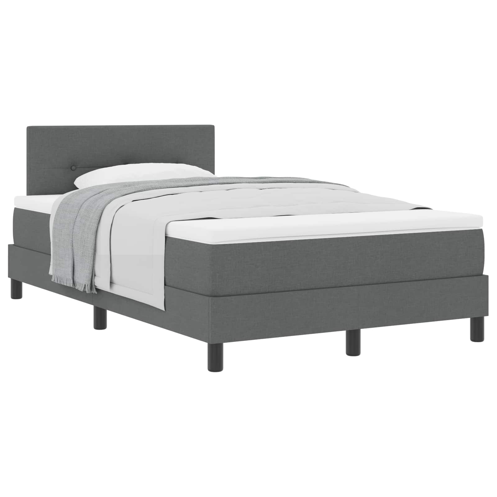 vidaXL Boxspringbed met hoofdeinde Donkergrijs 120 x 200 cm Stof grijs, foto 3