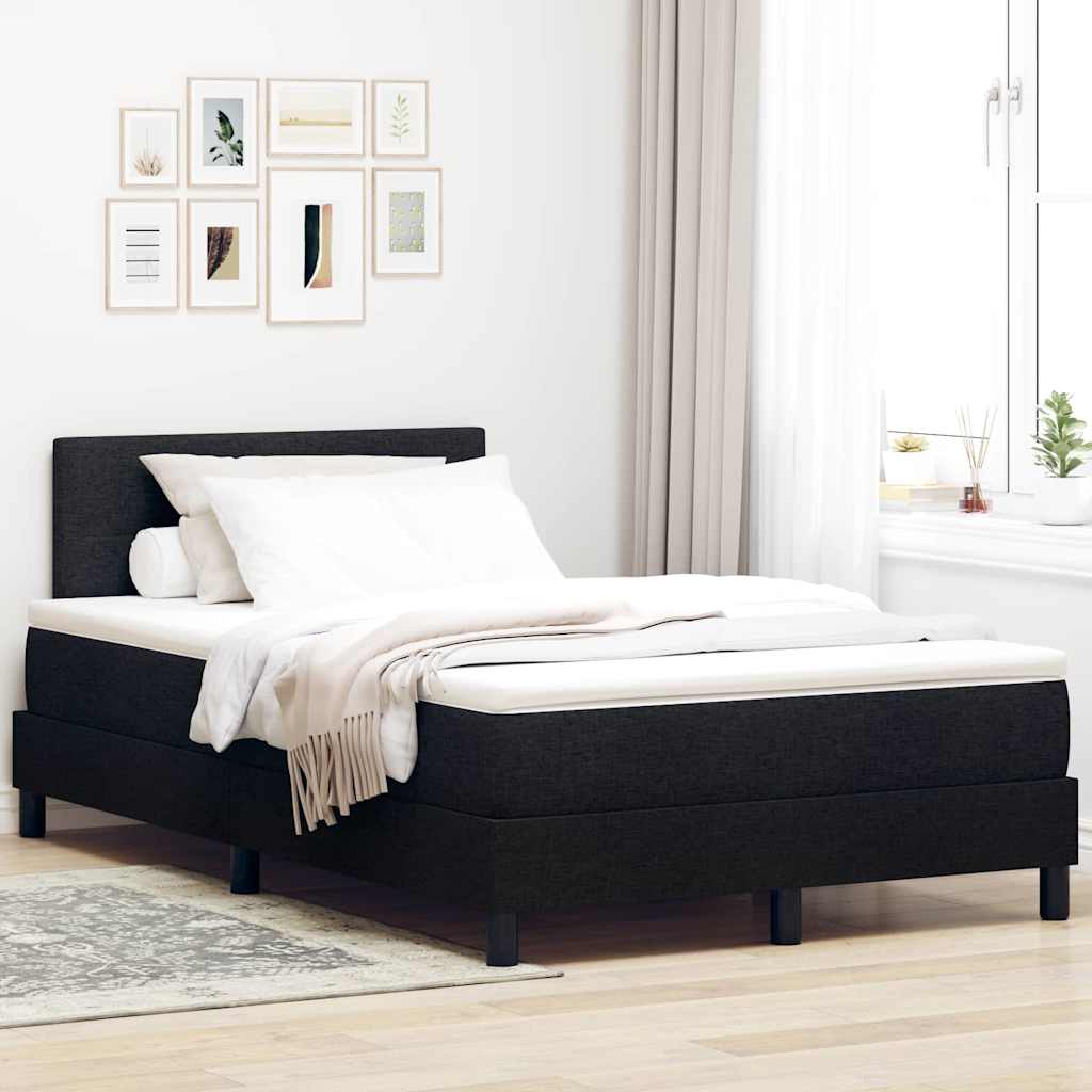Box Spring voodi madratsiga Must 120x200 cm Kangas