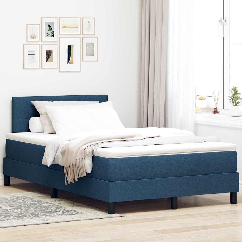 Cama Box Spring con Colchón Azul 120x200 cm Tela