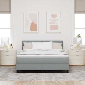 Postel s boxspringem s čelo Světle šedá 140 x 190 cm textil - obrázek 3