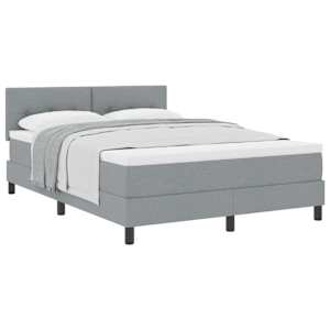Postel s boxspringem s čelo Světle šedá 140 x 190 cm textil - obrázek 2