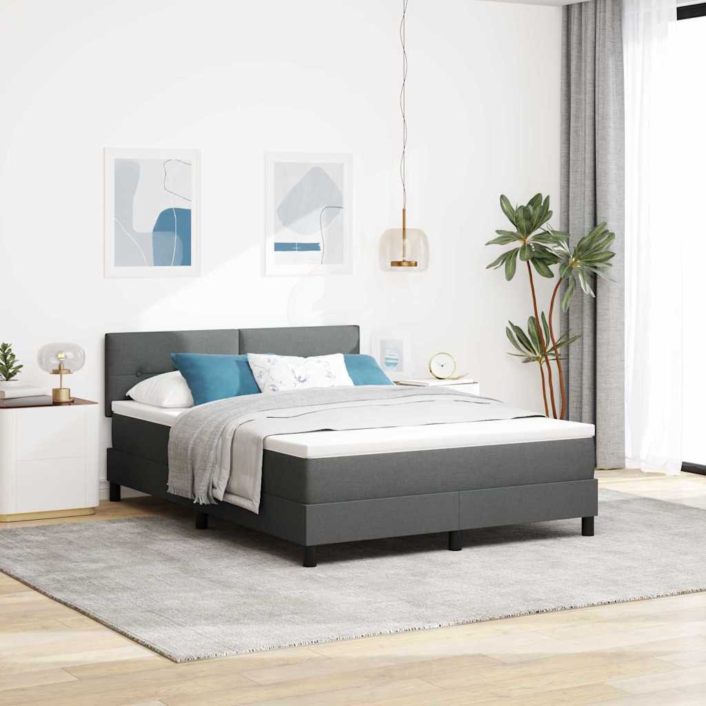 Cama con Box Spring y Colchón Gris Oscuro 140x190 cm Tela