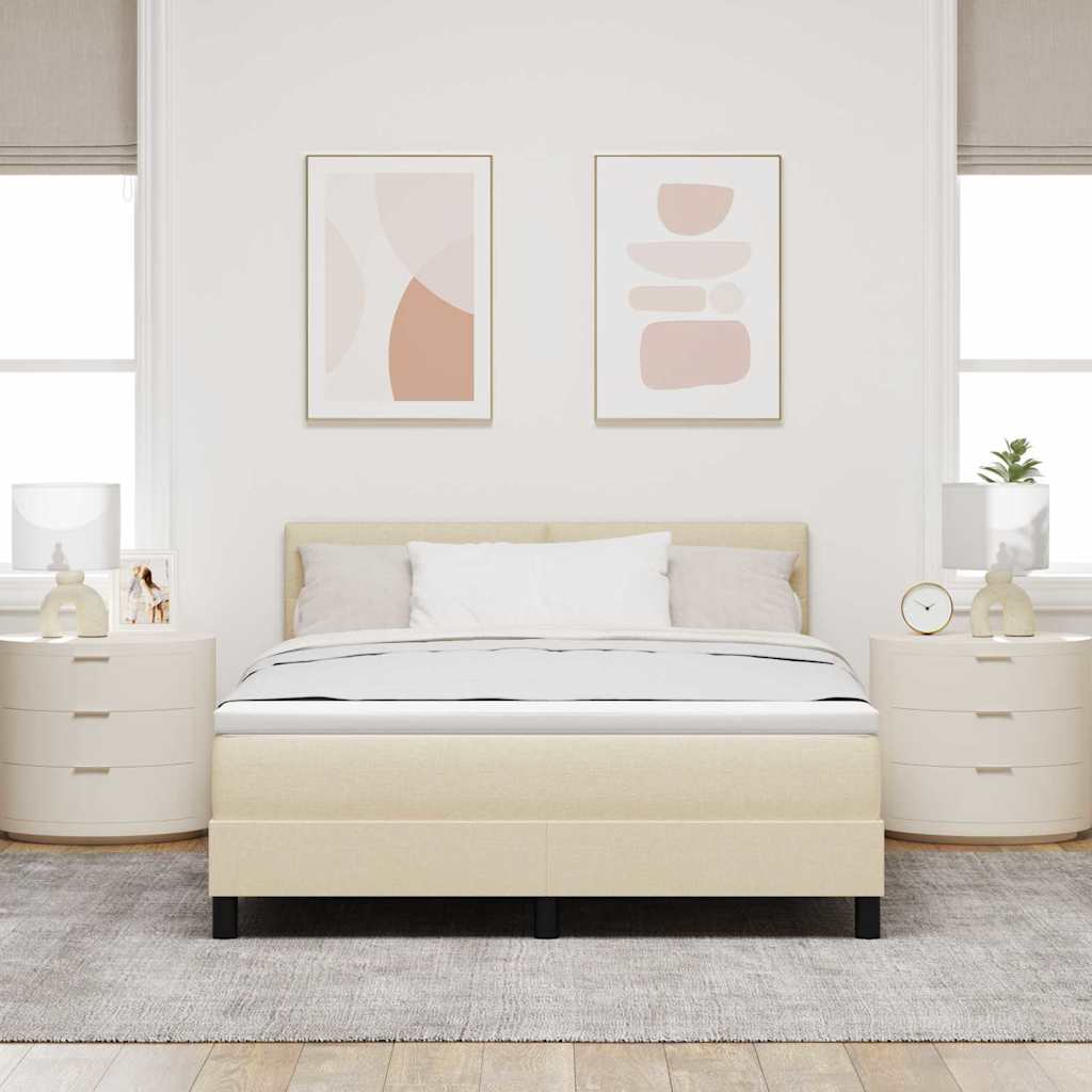 Postel s boxspringem s matrací Krémová 140 x 200 cm textil - obrázek 3