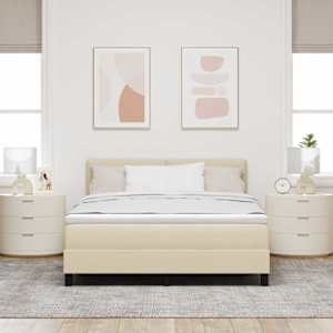 Postel s boxspringem s čelo Krémová 140 x 200 cm textil - obrázek 3