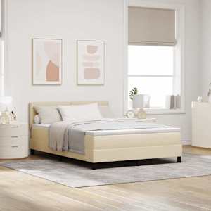 Postel s boxspringem s čelo Krémová 160 x 200 cm textil - obrázek 1