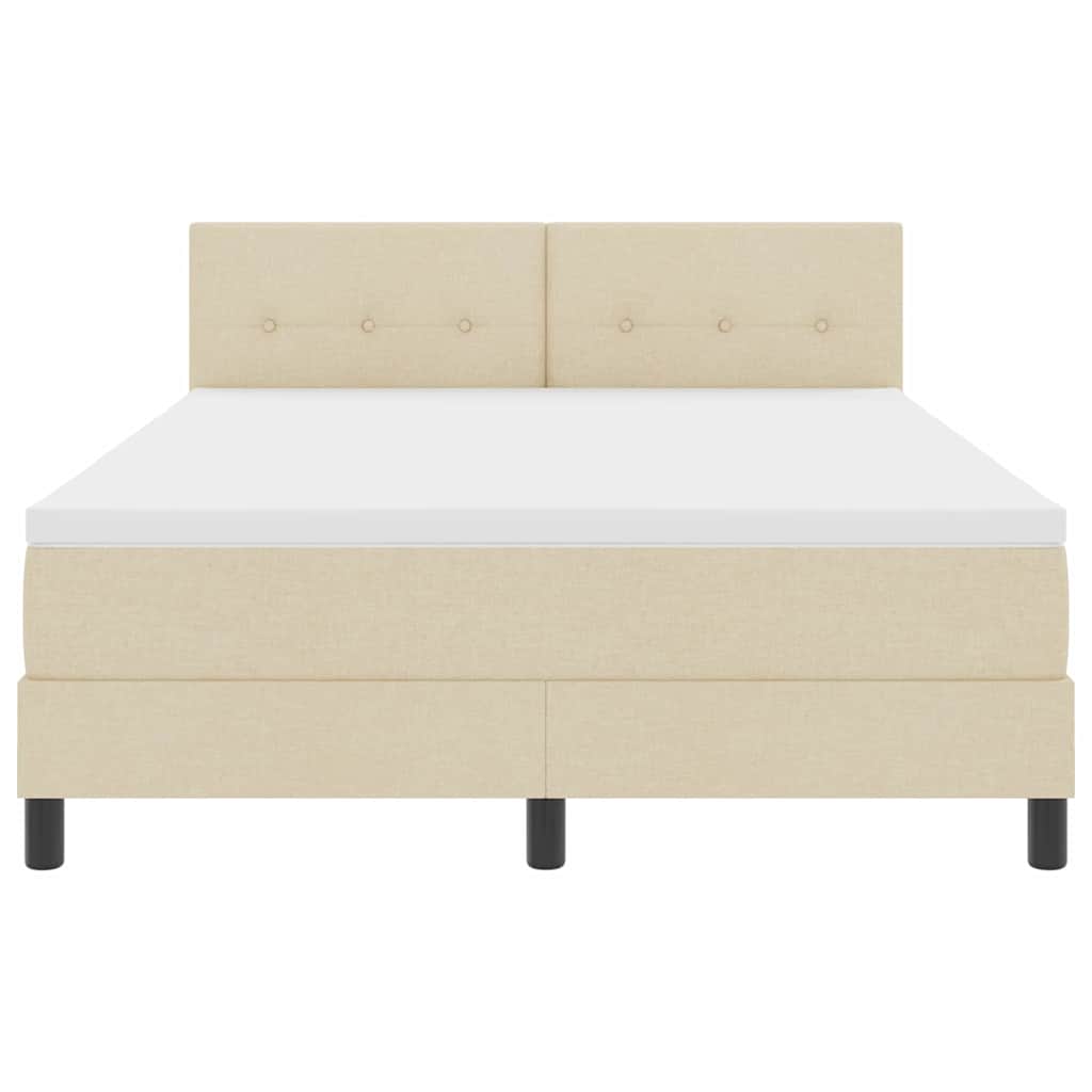 Postelja z vzmetnico z vzglavjem krema 160 x 200 cm blago - slika 7