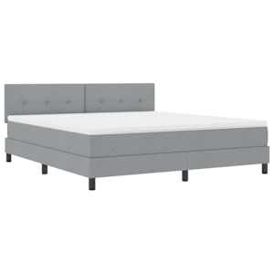 Postel s boxspringem s čelo Světle šedá 180 x 200 cm textil - obrázek 4