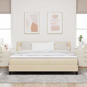 Postel s boxspringem s čelo Krémová 180 x 200 cm textil - obrázek 3