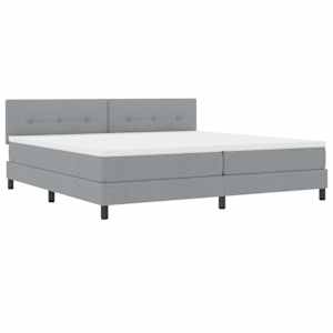 Postel s boxspringem s čelo Světle šedá 200 x 200 cm textil - obrázek 4