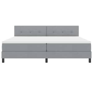 Postel s boxspringem s čelo Světle šedá 200 x 200 cm textil - obrázek 7