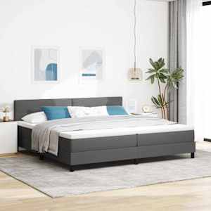 Postel s boxspringem s čelo Tmavě šedá 200 x 200 cm textil - obrázek 1