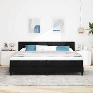 Postel s boxspringem s čelo Černý 200 x 200 cm textil - obrázek 3