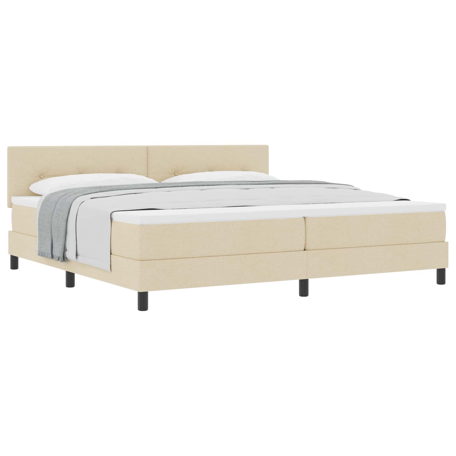Postel s boxspringem s matrací Krémová 200 x 200 cm textil - obrázek 2