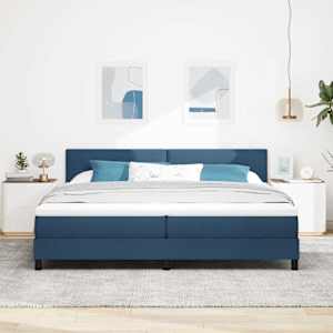 Postel s boxspringem s čelo Modrá 200 x 200 cm textil - obrázek 3