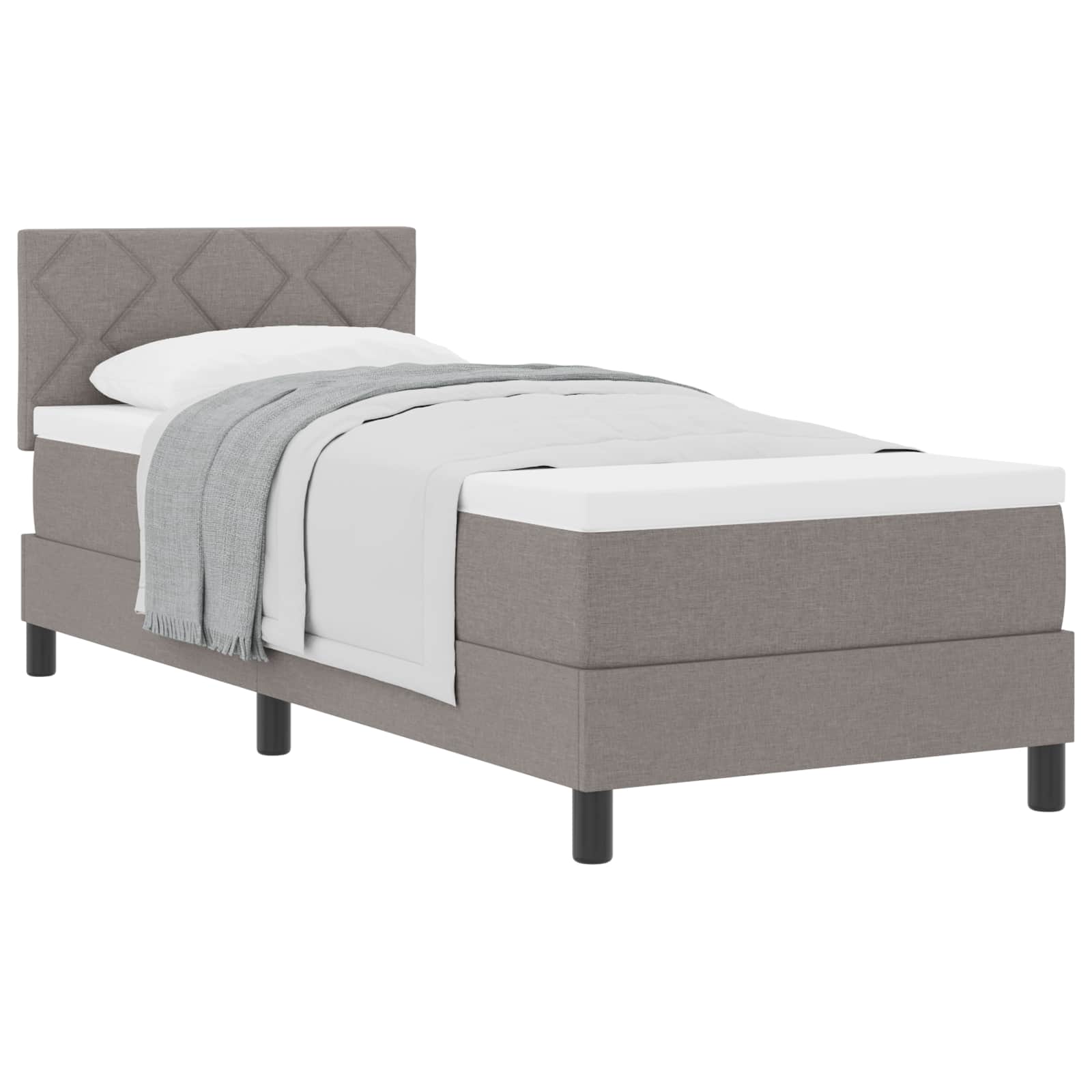 Thumbnail - vidaXL Boxspringbett mit Matratze mit Kopfteil Taupe 80 x 200 cm Stoff
