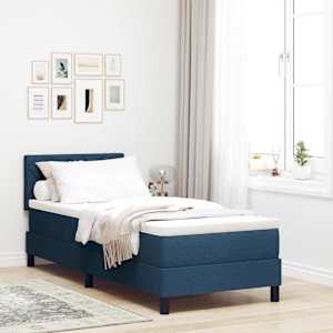 Postel s boxspringem s čelo Modrá 80 x 200 cm textil - obrázek 1