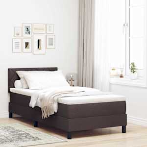 Postel s boxspringem s čelo Tmavě hnědá 90 x 190 cm textil - obrázek 1