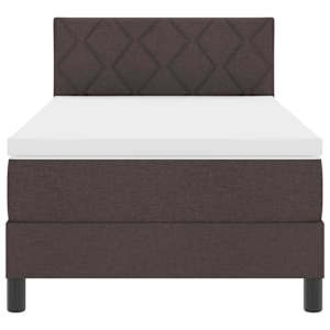 Postel s boxspringem s čelo Tmavě hnědá 90 x 190 cm textil - obrázek 7
