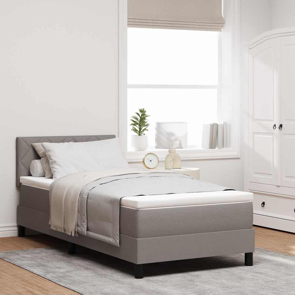 Postel s boxspringem s matrací s čelo Taupe 90 x 200 cm textil
