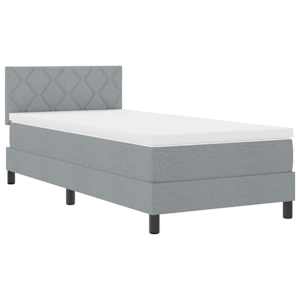 Postel s boxspringem s čelo Světle šedá 100 x 200 cm textil - obrázek 4