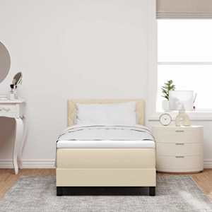 Postel s boxspringem s čelo Krémová 100 x 200 cm textil - obrázek 3