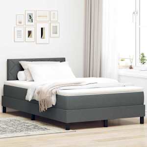 Postel s boxspringem s čelo Tmavě šedá 120 x 190 cm textil - obrázek 1