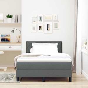 Postel s boxspringem s čelo Tmavě šedá 120 x 190 cm textil - obrázek 3