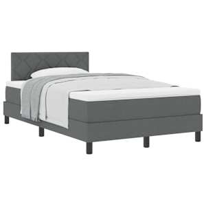 Postel s boxspringem s čelo Tmavě šedá 120 x 190 cm textil - obrázek 2
