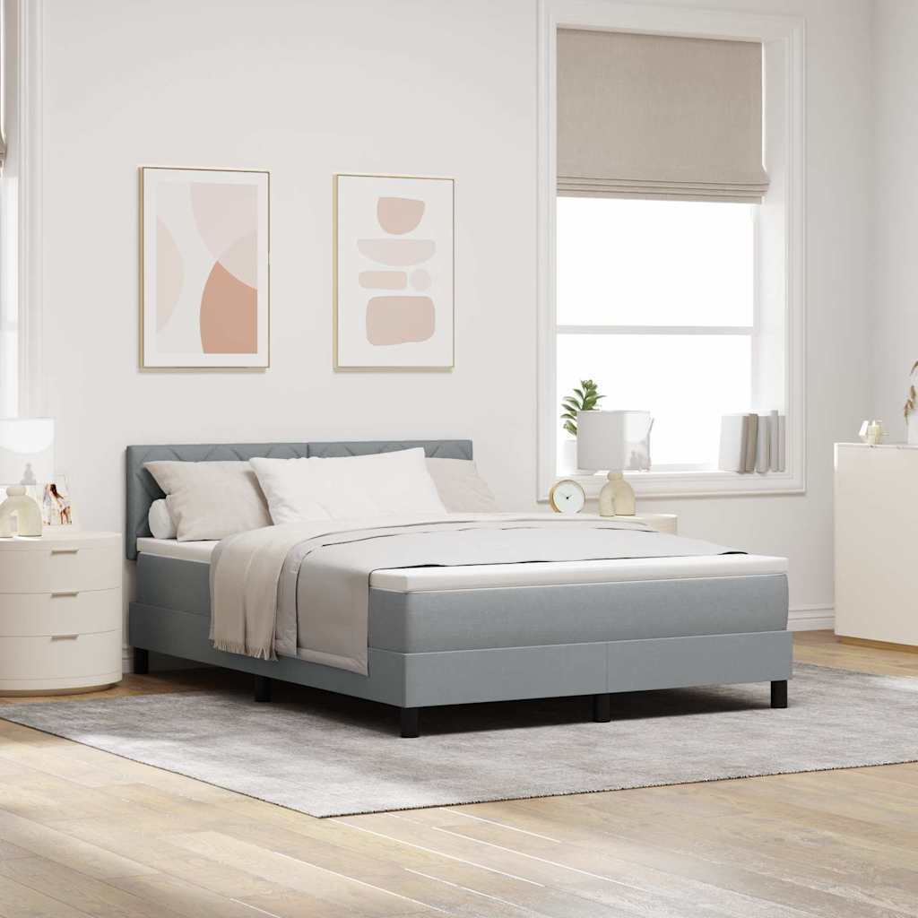 Box Spring Voodi Madratsiga Helehall 140x200 cm Kangas