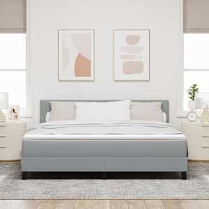 Postel s boxspringem s čelo Světle šedá 180 x 200 cm textil - obrázek 3