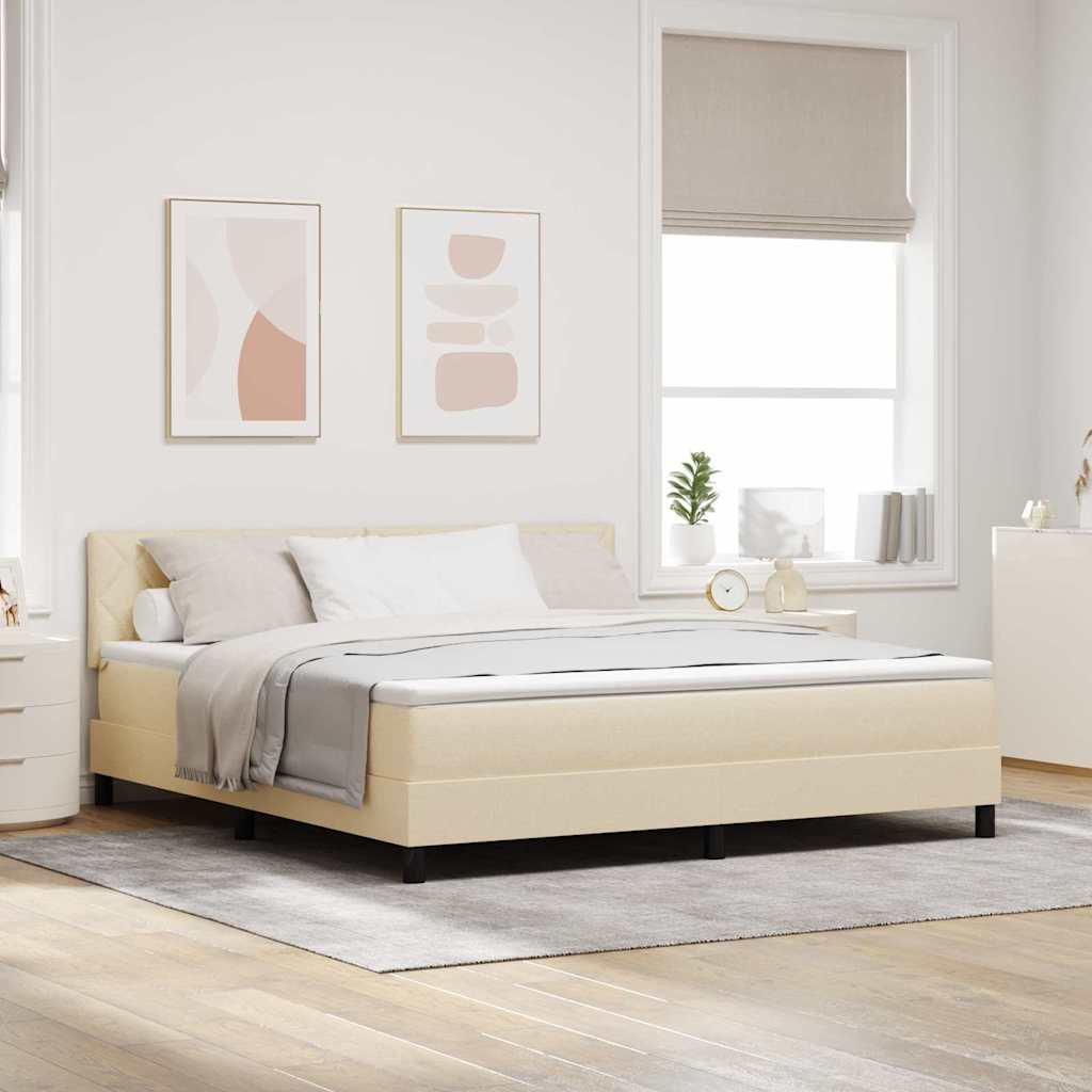 Box Spring voodi madratsiga kreemikas 180x200 cm Kangas