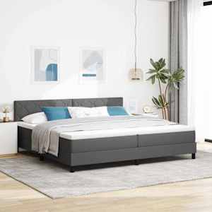 Postel s boxspringem s polštářem Tmavě šedá 200 x 200 cm textil - obrázek 1