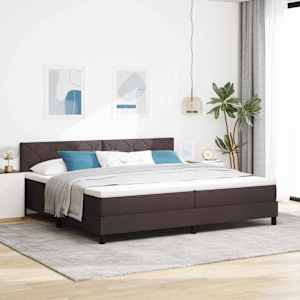 Postel s boxspringem s čelo Tmavě hnědá 200 x 200 cm textil - obrázek 1